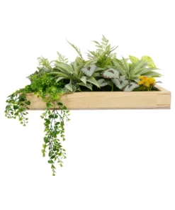 Alternative view of GloboStar® Artificial Garden VARIOUS PLANT 20641 Τεχνητό Διακοσμητικό Φυλλωσιάς σε Ξύλινο Πάνελ - Κάθετος Κήπος Μιξ Μ60 x Π60 x Υ32cm