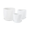 GloboStar® GloboStar® Artificial Garden KARPATHOS 20463 ΣΕΤ 3 Πήλινα Κεραμικά Κασπώ Γλάστρες - Flower Pots Λευκό A:Φ10cm x Υ10cm B:Φ13cm x Υ13.5cm C:Φ16cm x Υ16.5cm