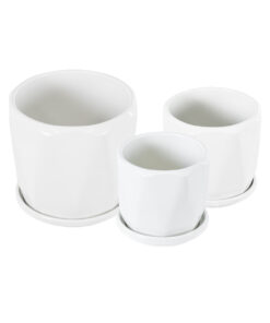 Alternative view of GloboStar® Artificial Garden KARPATHOS 20463 ΣΕΤ 3 Πήλινα Κεραμικά Κασπώ Γλάστρες - Flower Pots Λευκό A:Φ10cm x Υ10cm B:Φ13cm x Υ13.5cm C:Φ16cm x Υ16.5cm