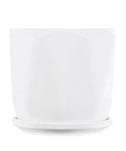 GloboStar® Artificial Garden KARPATHOS 20463 ΣΕΤ 3 Πήλινα Κεραμικά Κασπώ Γλάστρες - Flower Pots Λευκό A:Φ10cm x Υ10cm B:Φ13cm x Υ13.5cm C:Φ16cm x Υ16.5cm 21 20463 6