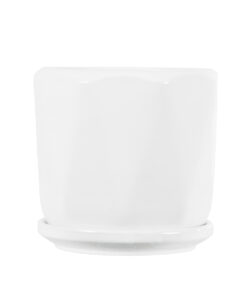 GloboStar® Artificial Garden KARPATHOS 20463 ΣΕΤ 3 Πήλινα Κεραμικά Κασπώ Γλάστρες - Flower Pots Λευκό A:Φ10cm x Υ10cm B:Φ13cm x Υ13.5cm C:Φ16cm x Υ16.5cm 24 20463 9