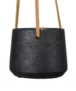 GloboStar® Artificial Garden LESVOS 20464 Κρεμαστό Πήλινο Κεραμικό Κασπώ Γλάστρα - Flower Pot Μαύρο Φ13.5cm x Υ13cm 15 20464 5