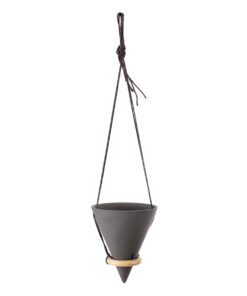 GloboStar® GloboStar® Artificial Garden AIGINA 20466 Κρεμαστό Πήλινο Κεραμικό Κασπώ Γλάστρα - Flower Pot Μαύρο Φ13cm x Υ15cm