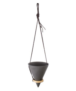 Alternative view of GloboStar® Artificial Garden AIGINA 20466 Κρεμαστό Πήλινο Κεραμικό Κασπώ Γλάστρα - Flower Pot Μαύρο Φ13cm x Υ15cm