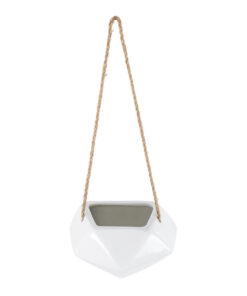 Alternative view of GloboStar® Artificial Garden HERAKLIO 20467 Κρεμαστό Πήλινο Κεραμικό Κασπώ Γλάστρα - Flower Pot Λευκό Μ13.5 x Π15.5 x Υ37cm