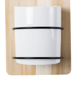 GloboStar® Artificial Garden SPETSES 20473 Επιτοίχιο Πήλινο Κεραμικό Κασπώ Γλάστρα με Ξύλινη Βάση - Flower Pot Μπεζ με Λευκό & Μαύρο Φ13cm x Υ23cm 13 20473 5