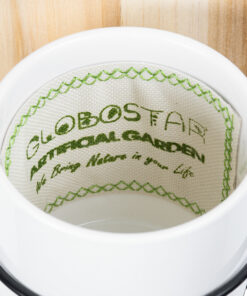 GloboStar® Artificial Garden SPETSES 20473 Επιτοίχιο Πήλινο Κεραμικό Κασπώ Γλάστρα με Ξύλινη Βάση - Flower Pot Μπεζ με Λευκό & Μαύρο Φ13cm x Υ23cm 14 20473 6