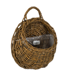 GloboStar® GloboStar® Artificial Garden SXOINOUSA 20475 Επιτοίχιο Ρατάν Πλεκτό Κασπώ Γλάστρα - Flower Pot Καφέ Φ26cm x Υ20cm