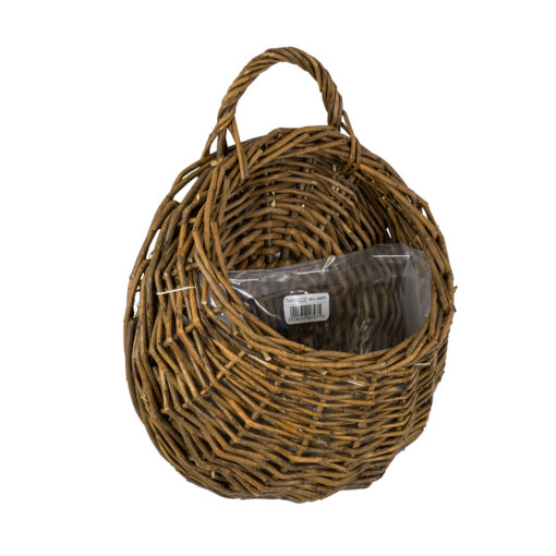 GloboStar® GloboStar® Artificial Garden SXOINOUSA 20475 Επιτοίχιο Ρατάν Πλεκτό Κασπώ Γλάστρα - Flower Pot Καφέ Φ26cm x Υ20cm