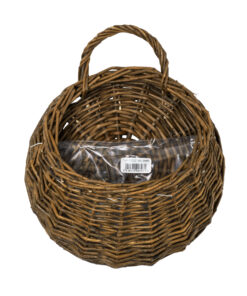 Alternative view of GloboStar® Artificial Garden SXOINOUSA 20475 Επιτοίχιο Ρατάν Πλεκτό Κασπώ Γλάστρα - Flower Pot Καφέ Φ26cm x Υ20cm