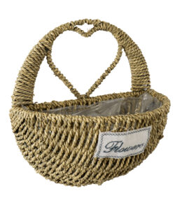 GloboStar® Artificial Garden MALTA 20478 ΣΕΤ 2 Επιτοίχια Ρατάν Πλεκτά Κασπώ Γλάστρες - Flower Pots Μπεζ A:Φ24cm x Υ14cm B:Φ30cm x Υ26cm 19 20478 3