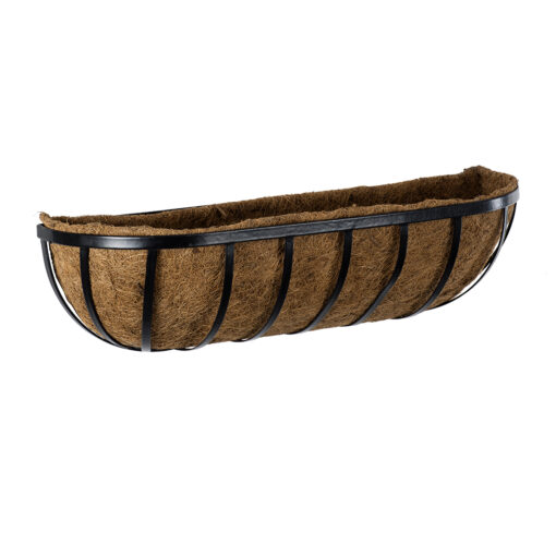 GloboStar® GloboStar® Artificial Garden OINOUSSES 20481 Επιτοίχιο Κασπώ Γλάστρα - Flower Pot από Φλοιό Καρύδας Καφέ Μ61cm x Π19cm x Υ18cm