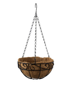 GloboStar® Artificial Garden KARYSTOS 20483 Κρεμαστό Κασπώ Γλάστρα - Flower Pot από Φλοιό Καρύδας Καφέ με Μαύρο Φ25cm x Υ15cm