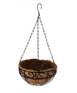Alternative view of GloboStar® Artificial Garden KARYSTOS 20483 Κρεμαστό Κασπώ Γλάστρα - Flower Pot από Φλοιό Καρύδας Καφέ με Μαύρο Φ25cm x Υ15cm