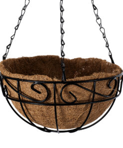 GloboStar® Artificial Garden KARYSTOS 20483 Κρεμαστό Κασπώ Γλάστρα - Flower Pot από Φλοιό Καρύδας Καφέ με Μαύρο Φ25cm x Υ15cm 14 20483 5