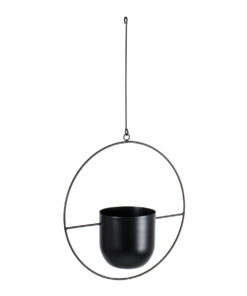 GloboStar® GloboStar® Artificial Garden TILOS 20485 Κρεμαστό Μεταλλικό Κασπώ Γλάστρα - Flower Pot Μαύρο Φ35cm x Υ15cm