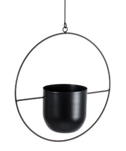 GloboStar® Artificial Garden TILOS 20485 Κρεμαστό Μεταλλικό Κασπώ Γλάστρα - Flower Pot Μαύρο Φ35cm x Υ15cm 15 20485 5