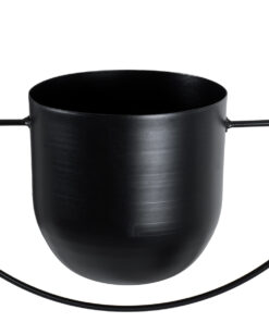 GloboStar® Artificial Garden TILOS 20485 Κρεμαστό Μεταλλικό Κασπώ Γλάστρα - Flower Pot Μαύρο Φ35cm x Υ15cm 16 20485 6