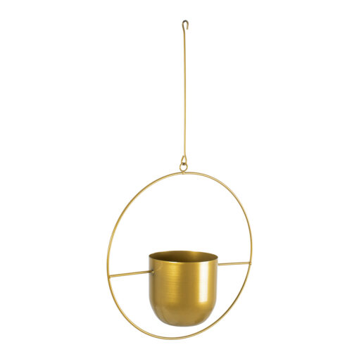 GloboStar® GloboStar® Artificial Garden TILOS 20486 Κρεμαστό Μεταλλικό Κασπώ Γλάστρα - Flower Pot Χρυσό Φ35cm x Υ15cm