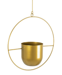 GloboStar® Artificial Garden TILOS 20486 Κρεμαστό Μεταλλικό Κασπώ Γλάστρα - Flower Pot Χρυσό Φ35cm x Υ15cm 16 20486 5