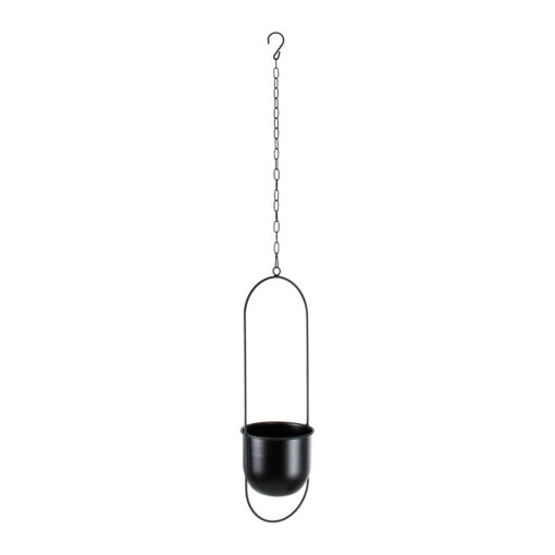 GloboStar® GloboStar® Artificial Garden NISYROS 20487 Κρεμαστό Μεταλλικό Κασπώ Γλάστρα - Flower Pot Μαύρο Φ16cm x Υ52cm