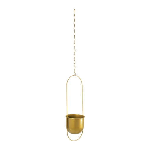 GloboStar® GloboStar® Artificial Garden NISYROS 20488 Κρεμαστό Μεταλλικό Κασπώ Γλάστρα - Flower Pot Χρυσό Φ16cm x Υ52cm