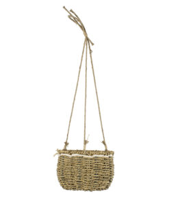 GloboStar® Artificial Garden POROS 20489 Κρεμαστό Πλεκτό Καλάθι - Κασπώ Γλάστρα - Flower Pot Μπεζ Φ20cm x Υ50cm 14 20489 4