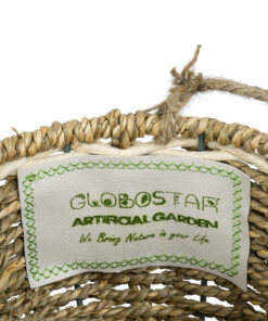 GloboStar® Artificial Garden POROS 20489 Κρεμαστό Πλεκτό Καλάθι - Κασπώ Γλάστρα - Flower Pot Μπεζ Φ20cm x Υ50cm 17 20489 7