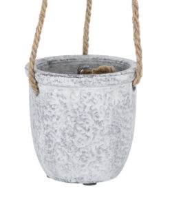 GloboStar® Artificial Garden SCORPIOS 20491 Κρεμαστό Πήλινο Κεραμικό Κασπώ Γλάστρα - Flower Pot Γκρι Φ8.5cm x Υ36cm 14 20491 5