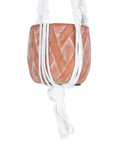 GloboStar® Artificial Garden PSERIMOS 20492 Κρεμαστό Πήλινο Κεραμικό Κασπώ Γλάστρα - Flower Pot Κεραμιδί με Μακραμέ Φ8cm x Υ58cm 14 20492 5