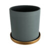 GloboStar® GloboStar® Artificial Garden NAPOLI 20495 Διακοσμητικό Κεραμικό Κασπώ Γλάστρα - Flower Pot Γκρι Πράσινο με Χρυσό Φ20 x Υ20cm