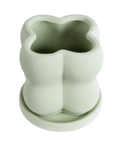 Alternative view of GloboStar® Artificial Garden ATHENA 20499 Διακοσμητικό Κεραμικό Κασπώ Γλάστρα - Flower Pot Πράσινο Ανοιχτό Μ13 x Π13 x Υ14cm