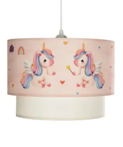 GLOBOSTAR® PONY 204-0016 Παιδικό Κρεμαστό Φωτιστικό Οροφής με Ντουί 1 x E27 AC 220-240V IP20 - Ροζ - Μ30 x Π30 x Υ24cm 14 204 0016 4