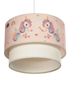 GLOBOSTAR® PONY 204-0016 Παιδικό Κρεμαστό Φωτιστικό Οροφής με Ντουί 1 x E27 AC 220-240V IP20 - Ροζ - Μ30 x Π30 x Υ24cm 15 204 0016 5