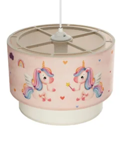GLOBOSTAR® PONY 204-0016 Παιδικό Κρεμαστό Φωτιστικό Οροφής με Ντουί 1 x E27 AC 220-240V IP20 - Ροζ - Μ30 x Π30 x Υ24cm 16 204 0016 6