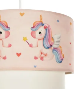 GLOBOSTAR® PONY 204-0016 Παιδικό Κρεμαστό Φωτιστικό Οροφής με Ντουί 1 x E27 AC 220-240V IP20 - Ροζ - Μ30 x Π30 x Υ24cm 17 204 0016 7