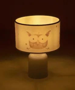 Alternative view of GloboStar® OWL 204-0024 Παιδικό Eπιτραπέζιο Φωτιστικό Πορτατίφ Μονόφωτο 1 x E27 IP20 Πολύχρωμο Ύφασμα με Λευκό Πλαστικό - Μ24 x Π24 x Υ32cm