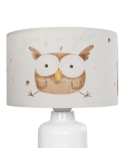 GloboStar® OWL 204-0024 Παιδικό Eπιτραπέζιο Φωτιστικό Πορτατίφ Μονόφωτο 1 x E27 IP20 Πολύχρωμο Ύφασμα με Λευκό Πλαστικό - Μ24 x Π24 x Υ32cm 15 204 0024 6