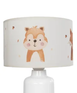 GloboStar® OWL 204-0024 Παιδικό Eπιτραπέζιο Φωτιστικό Πορτατίφ Μονόφωτο 1 x E27 IP20 Πολύχρωμο Ύφασμα με Λευκό Πλαστικό - Μ24 x Π24 x Υ32cm 17 204 0024 8