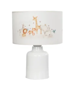GloboStar® GIRAFFE 204-0026 Παιδικό Eπιτραπέζιο Φωτιστικό Πορτατίφ Μονόφωτο 1 x E27 IP20 Πολύχρωμο Ύφασμα με Λευκό Πλαστικό - Μ24 x Π24 x Υ32cm 10 204 0026 3