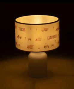 Alternative view of GloboStar® EXCAVATOR 204-0027 Παιδικό Eπιτραπέζιο Φωτιστικό Πορτατίφ Μονόφωτο 1 x E27 IP20 Πολύχρωμο Ύφασμα με Λευκό Πλαστικό - Μ24 x Π24 x Υ32cm