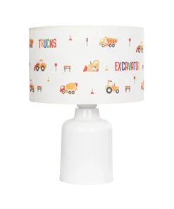 GloboStar® EXCAVATOR 204-0027 Παιδικό Eπιτραπέζιο Φωτιστικό Πορτατίφ Μονόφωτο 1 x E27 IP20 Πολύχρωμο Ύφασμα με Λευκό Πλαστικό - Μ24 x Π24 x Υ32cm 11 204 0027 3