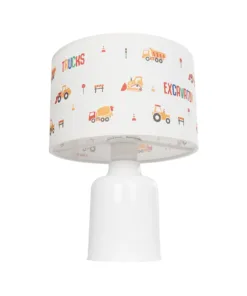 GloboStar® EXCAVATOR 204-0027 Παιδικό Eπιτραπέζιο Φωτιστικό Πορτατίφ Μονόφωτο 1 x E27 IP20 Πολύχρωμο Ύφασμα με Λευκό Πλαστικό - Μ24 x Π24 x Υ32cm 12 204 0027 4
