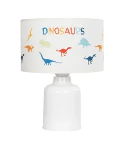 GloboStar® DINO 204-0028 Παιδικό Eπιτραπέζιο Φωτιστικό Πορτατίφ Μονόφωτο 1 x E27 IP20 Πολύχρωμο Ύφασμα με Λευκό Πλαστικό - Μ24 x Π24 x Υ32cm 10 204 0028 3