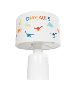 GloboStar® DINO 204-0028 Παιδικό Eπιτραπέζιο Φωτιστικό Πορτατίφ Μονόφωτο 1 x E27 IP20 Πολύχρωμο Ύφασμα με Λευκό Πλαστικό - Μ24 x Π24 x Υ32cm 11 204 0028 4