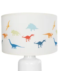 GloboStar® DINO 204-0028 Παιδικό Eπιτραπέζιο Φωτιστικό Πορτατίφ Μονόφωτο 1 x E27 IP20 Πολύχρωμο Ύφασμα με Λευκό Πλαστικό - Μ24 x Π24 x Υ32cm 12 204 0028 5