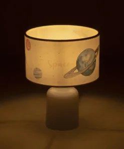 Alternative view of GloboStar® SATURN 204-0030 Παιδικό Eπιτραπέζιο Φωτιστικό Πορτατίφ Μονόφωτο 1 x E27 IP20 Πολύχρωμο Ύφασμα με Λευκό Πλαστικό - Μ24 x Π24 x Υ32cm