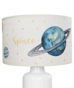 GloboStar® SATURN 204-0030 Παιδικό Eπιτραπέζιο Φωτιστικό Πορτατίφ Μονόφωτο 1 x E27 IP20 Πολύχρωμο Ύφασμα με Λευκό Πλαστικό - Μ24 x Π24 x Υ32cm 14 204 0030 6