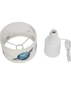 GloboStar® SATURN 204-0030 Παιδικό Eπιτραπέζιο Φωτιστικό Πορτατίφ Μονόφωτο 1 x E27 IP20 Πολύχρωμο Ύφασμα με Λευκό Πλαστικό - Μ24 x Π24 x Υ32cm 16 204 0030 8