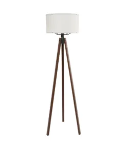 Alternative view of GloboStar® SAGA 204-0031 Μοντέρνο Eπιδαπέδιο Φωτιστικό Μονόφωτο 1 x E27 IP20 Καφέ Ξύλο με Μπεζ Ύφασμα - Μ38 x Π38 x Υ140cm